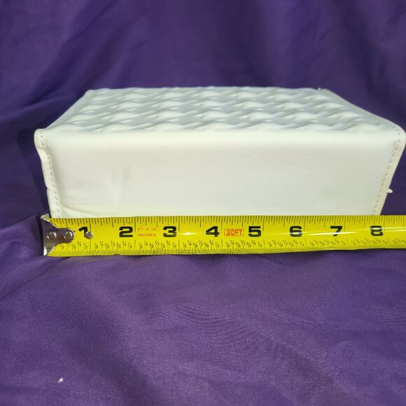 White Envelope Shoulder Bag Chain Strap Embossed Vegan Leather - Picture 8 of 12